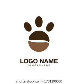 Coffee paw logo. Cute flat modern design