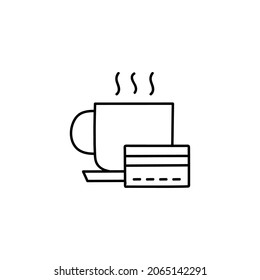 coffee payment icon in flat black line style, isolated on white 