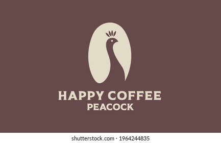 Coffee With Peacock logo vector icon illustration
