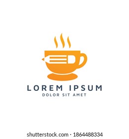 coffee and pencil negative space logo design