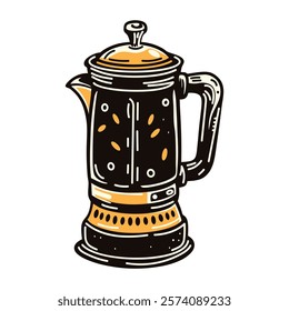 Coffee percolator icon in vintage style