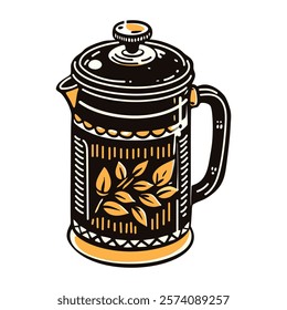 Coffee percolator icon in vintage style