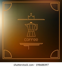 Coffee pictogram on brown flare background