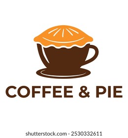 design de logotipo minimalista plano de café e torta