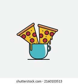 Coffee + pizza logo design ideas vector for merchandise or company logo or illustration