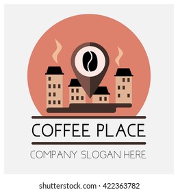 Coffee place logo idea for brand.Flat style design,concept,vector.
