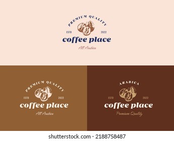 Coffee place logo template, vector illustration. Coffee shop emblem, retro style logo collection.