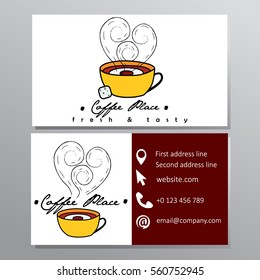 Coffee place or coffee shop business card