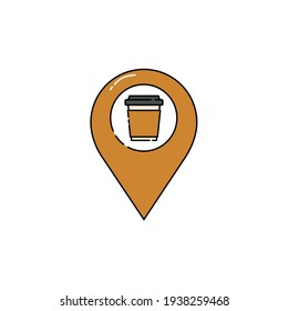 coffee place sign vector Illustration, coffee map sign icon design vector template, coffee sign vector icon flat design for website, symbol, logo, icon, sign, app, UI