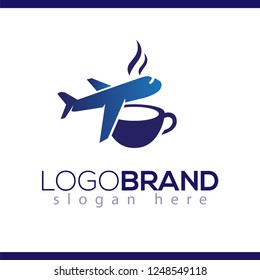 Coffee with plane logo icon vector template