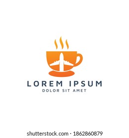 coffee and plane negative space logo design