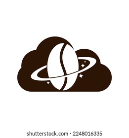 Coffee planet cloud shape concept logo vector design.