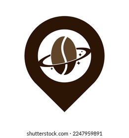 Coffee planet gps shape concept logo vector design.