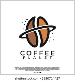 Design-Design-Vorlage für das Coffee-Planet-Logo Premium-Vektorgrafik