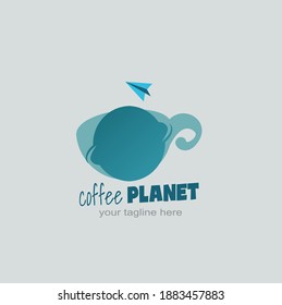 coffee planet logo for a coffee shop or place of business