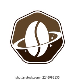 Diseño vectorial del logo del planeta del café.
