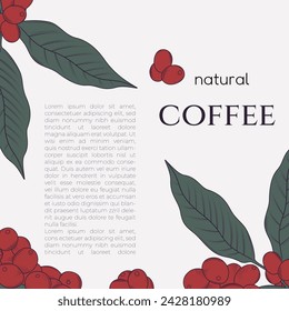 coffee plant border frame and copy space. design element for coffee promotion