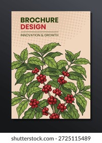 Planta de café y fondo de fruta de café ilustración de diseño de volante