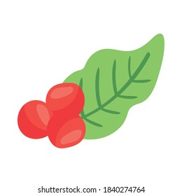 coffee plant grains and leafs nature flat icon vector illustration design