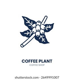 Coffee plant icon. coffee, plant, bean, leaf, agriculture, farm, organic, crop. Vector Icon Illustration