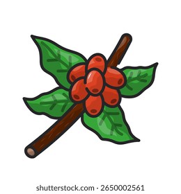 Coffee plant icon. coffee, plant, bean, leaf, agriculture, farm, organic, crop. Vector Icon Illustration