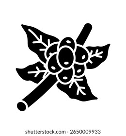 Coffee plant icon. coffee, plant, bean, leaf, agriculture, farm, organic, crop. Vector Icon Illustration