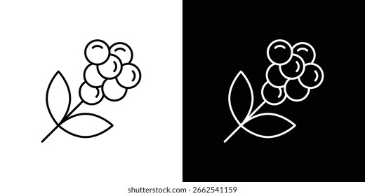 Symboldesign für Kaffeepflanzen. Dünne grafische Elemente, Vektorgrafik