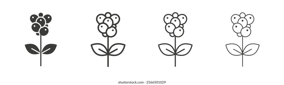 Coffee plant icon flat and linear vector illustration on white background.