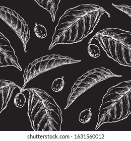 coffee plant leaf seamless pattern vector illustration