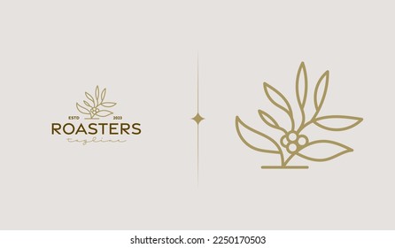 Coffee Plant Monoline Logo Template. Universal creative premium symbol. Vector illustration. Creative Minimal design template. Symbol for Corporate Business Identity