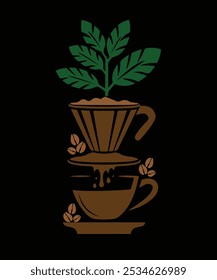 Planta de café T-Shirt Vetor, Barista Coffee Lover Graphic vetor Design