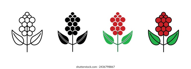 Coffee Plant Vector Illustration Set. Brew Essence Sign suitable for apps and websites UI design style.