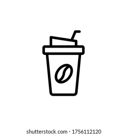 Coffee, plastic concept line icon. Simple element illustration. Coffee, plastic concept outline symbol design from Bar set. Can be used for web and mobile