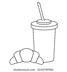 coffee in plastic container with croissant