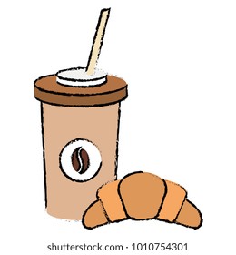 coffee in plastic container with croissant