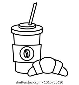 coffee in plastic container with croissant