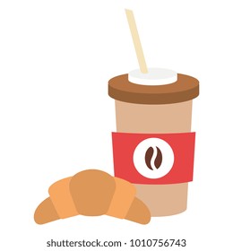 coffee in plastic container with croissant