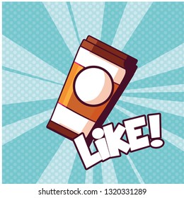 coffee in plastic container pop art style