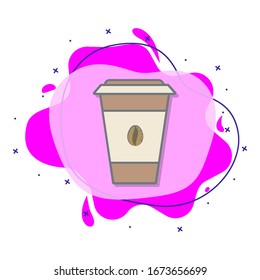 Coffee in plastic cup colored liquid bacdge icon. Simple color vector of coffee icons for ui and ux, website or mobile application