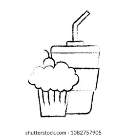 coffee plastic cup with cupcake
