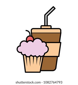 coffee plastic cup with cupcake