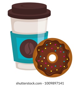 coffee in plastic cup with donut