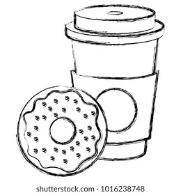 coffee in plastic cup with donut