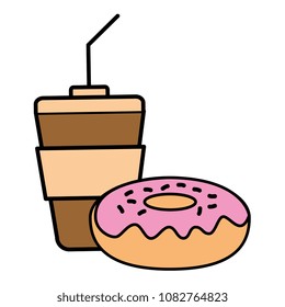 coffee plastic cup with donut