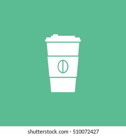 Coffee Plastic Cup Flat Icon On Green Background