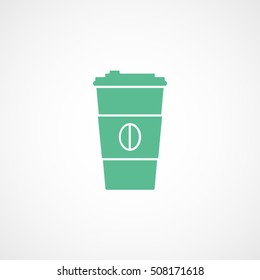Coffee Plastic Cup Green Flat Icon On White Background
