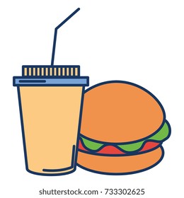 coffee plastic cup with hamburger