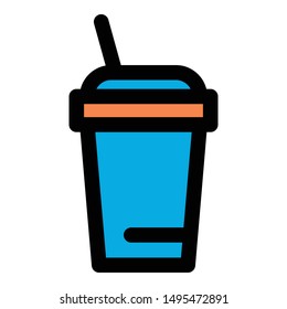Coffee plastic cup icon. Outline coffee plastic cup vector icon for web design isolated on white background