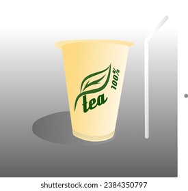 A coffee plastic cup Illustration design with mark and logo sample