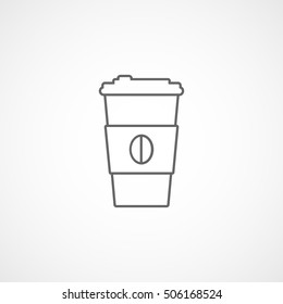 Coffee Plastic Cup Line Icon On White Background